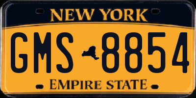 NY license plate GMS8854