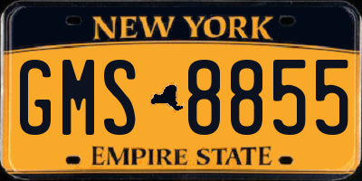 NY license plate GMS8855