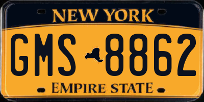 NY license plate GMS8862
