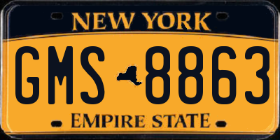 NY license plate GMS8863