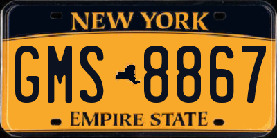 NY license plate GMS8867
