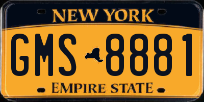 NY license plate GMS8881