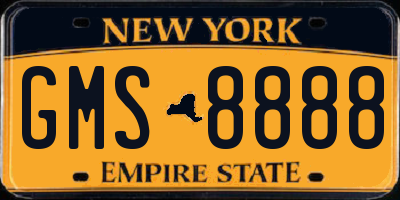 NY license plate GMS8888