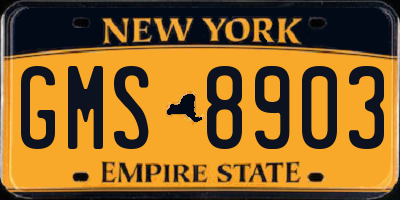 NY license plate GMS8903