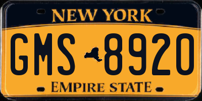 NY license plate GMS8920