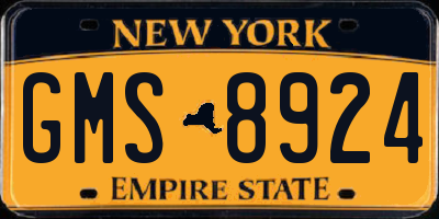 NY license plate GMS8924