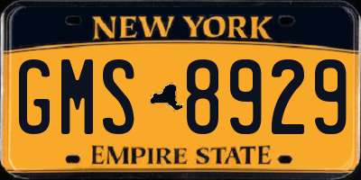 NY license plate GMS8929