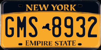 NY license plate GMS8932