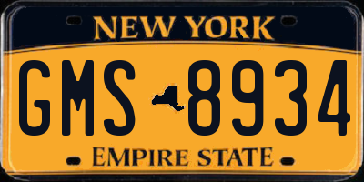 NY license plate GMS8934