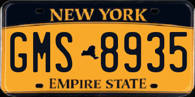NY license plate GMS8935