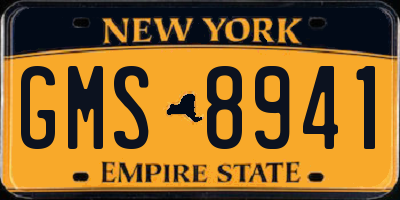 NY license plate GMS8941