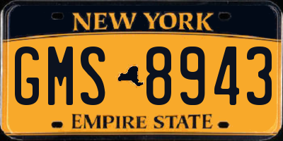 NY license plate GMS8943