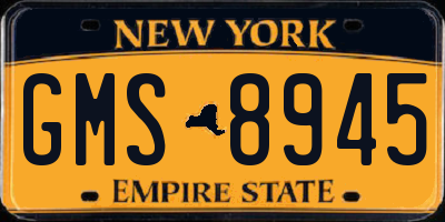 NY license plate GMS8945