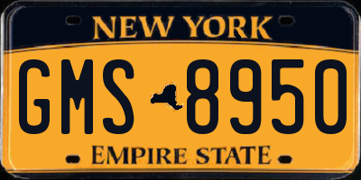 NY license plate GMS8950