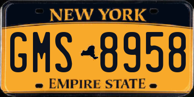 NY license plate GMS8958