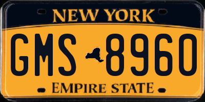 NY license plate GMS8960