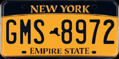 NY license plate GMS8972