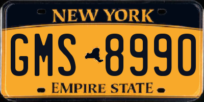 NY license plate GMS8990
