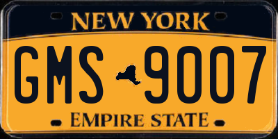 NY license plate GMS9007