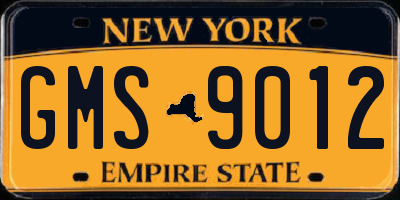 NY license plate GMS9012