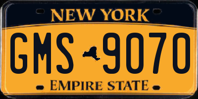 NY license plate GMS9070