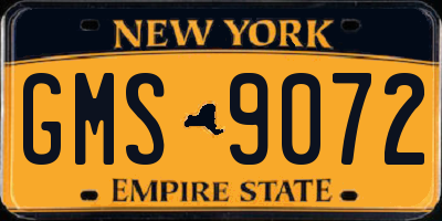NY license plate GMS9072