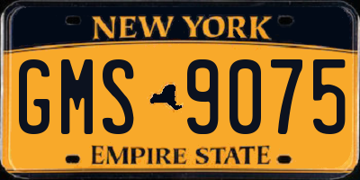 NY license plate GMS9075