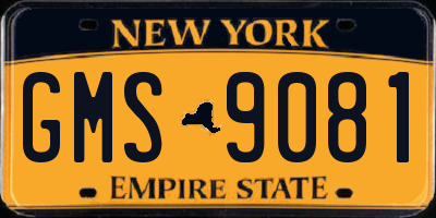 NY license plate GMS9081