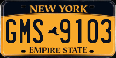 NY license plate GMS9103