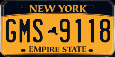NY license plate GMS9118