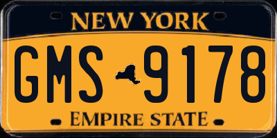 NY license plate GMS9178