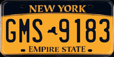 NY license plate GMS9183