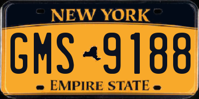 NY license plate GMS9188