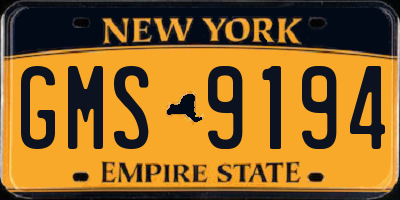 NY license plate GMS9194