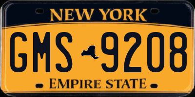 NY license plate GMS9208