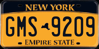NY license plate GMS9209