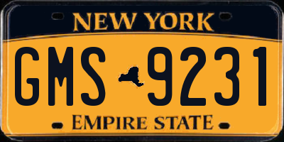 NY license plate GMS9231