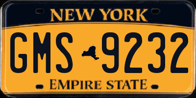 NY license plate GMS9232