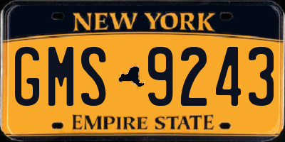 NY license plate GMS9243