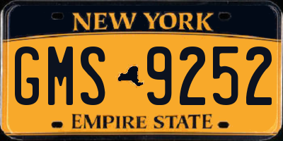 NY license plate GMS9252