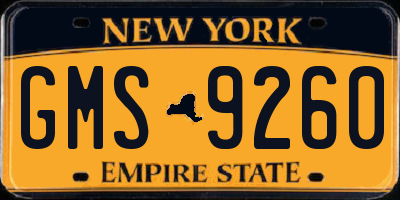 NY license plate GMS9260