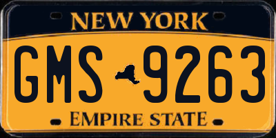 NY license plate GMS9263