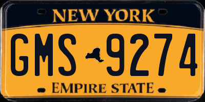 NY license plate GMS9274