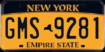 NY license plate GMS9281