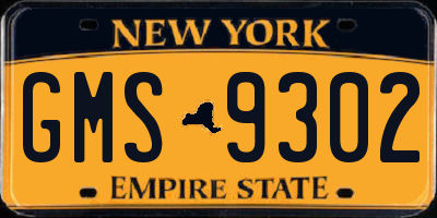 NY license plate GMS9302