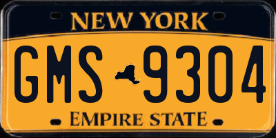 NY license plate GMS9304
