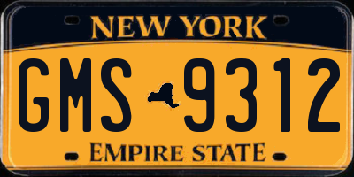 NY license plate GMS9312