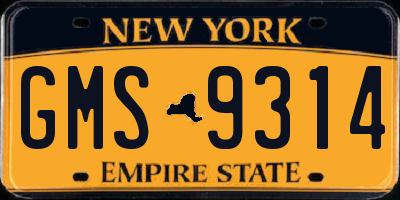 NY license plate GMS9314