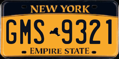 NY license plate GMS9321