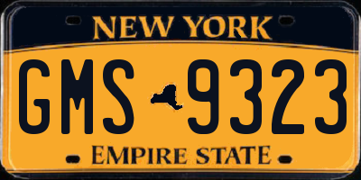 NY license plate GMS9323